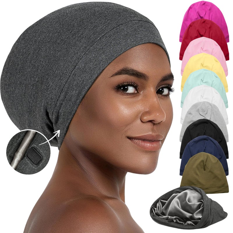 CAPLORD Silk Bonnet - Adjustable Satin Night Cap Cover for Curly Hair, Sleep Cap for Men & Women - Image 1